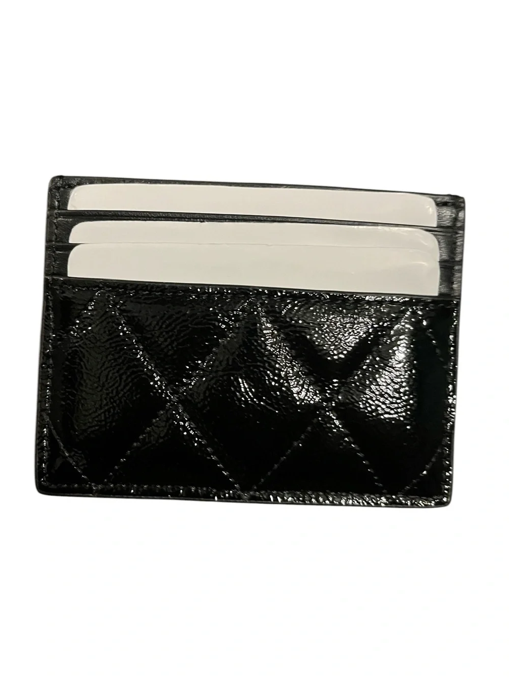 Kate Spade Black Quilted Crinkle Patent Leather Crossbody and Card Holder Set